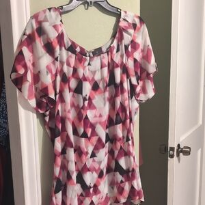 Worthington Pink and Black Geometric Blouse